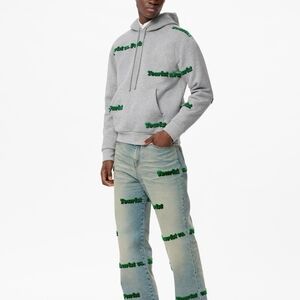 Louis Vuitton Tourist Vs, Purist Tuffetage Large Gray Hoodie with Green Text